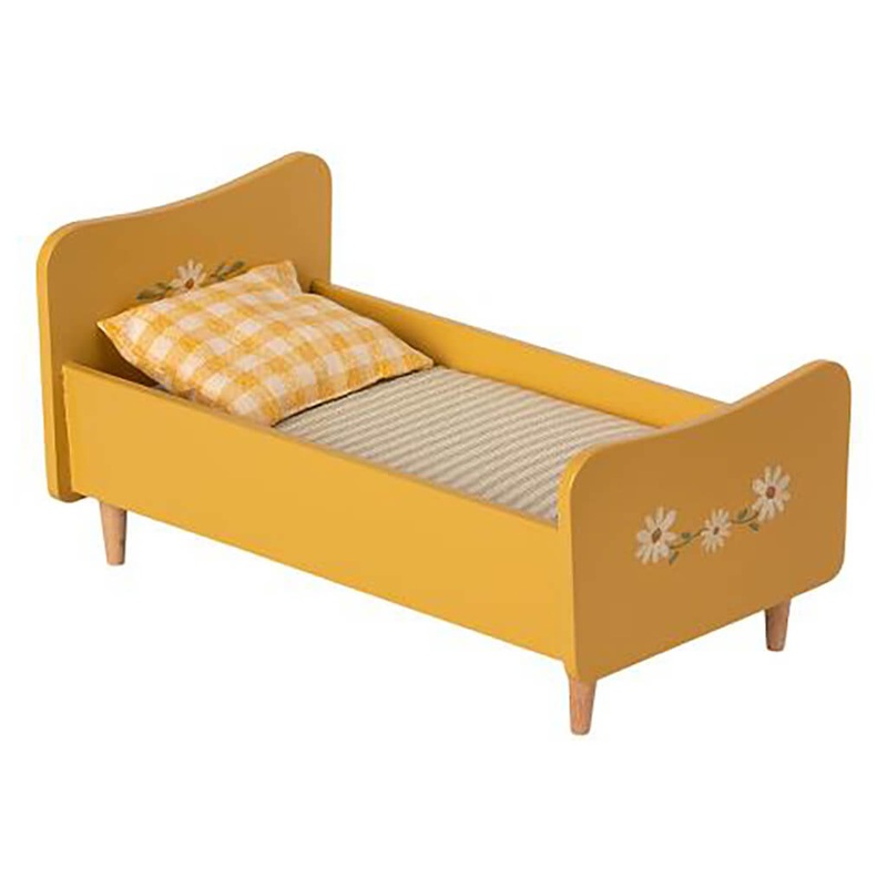 Mini Wooden Bed Toy Yellow