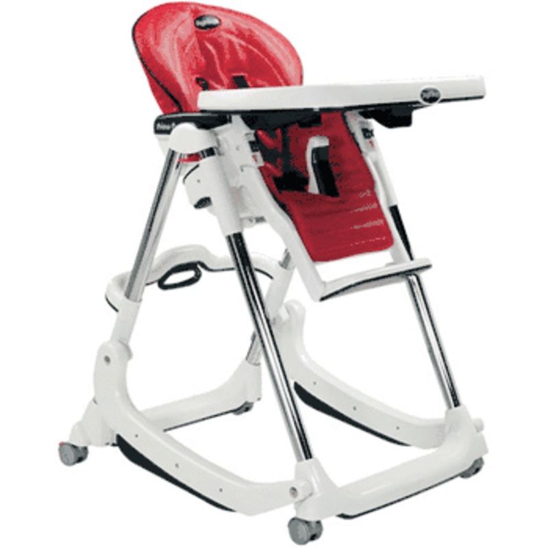 Peg Perego Prima Pappa Rocker High Chair 2005 Red Leatherette Fabric