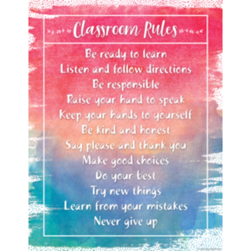 Watercolor Classroom Rules Chart