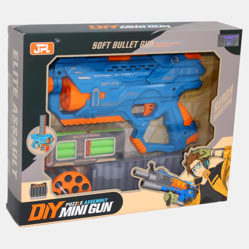 Puzzle Assembly Soft Bullet Gun  Safe & Fun Toy for Kids (Blue)
