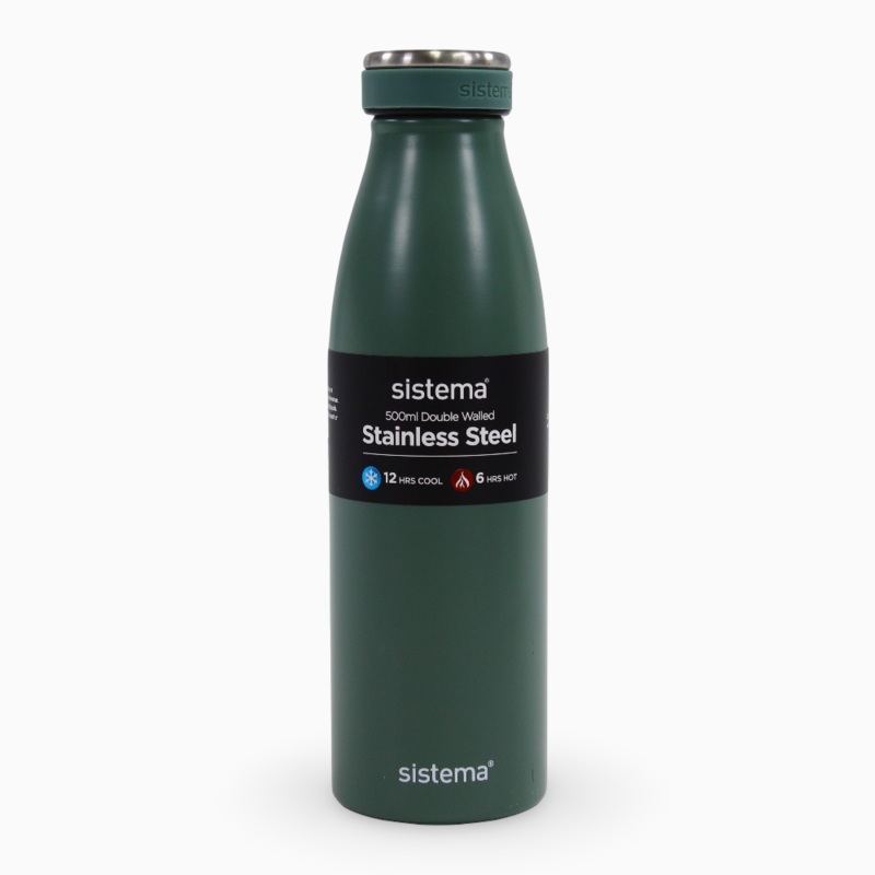 Sistema Stainless Steel Water Bottle  Olive Green