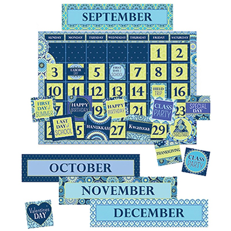 Blue Harmony Calendar Bulletin Board Set