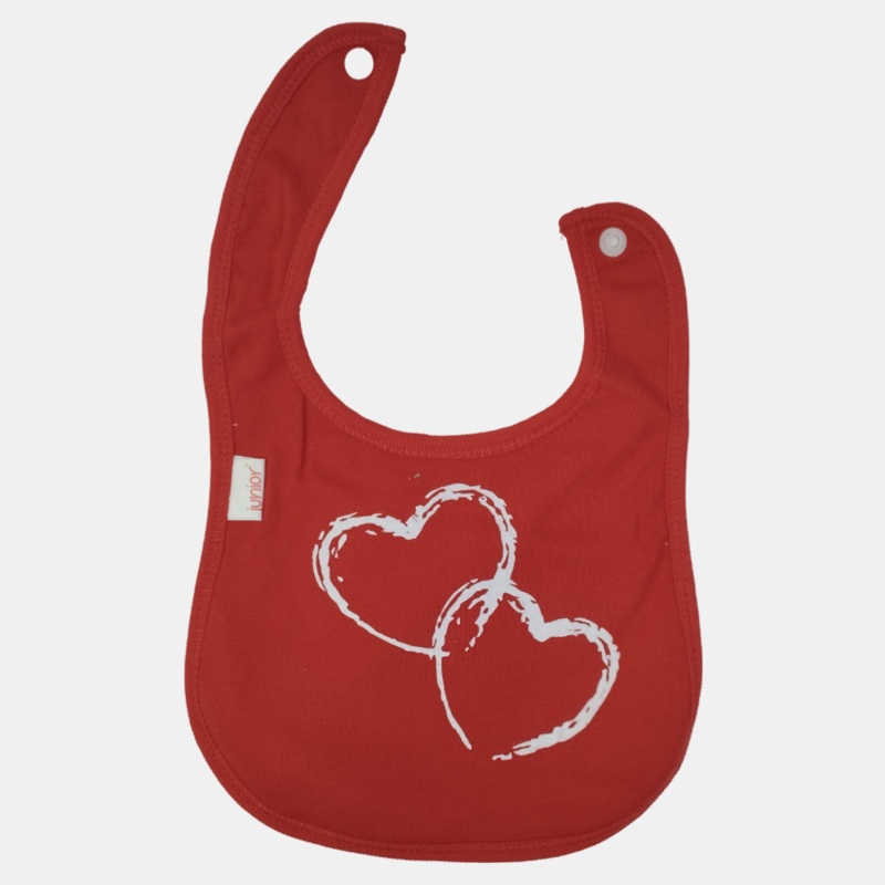 Unisex Baby Bib  Red with Heart Design
