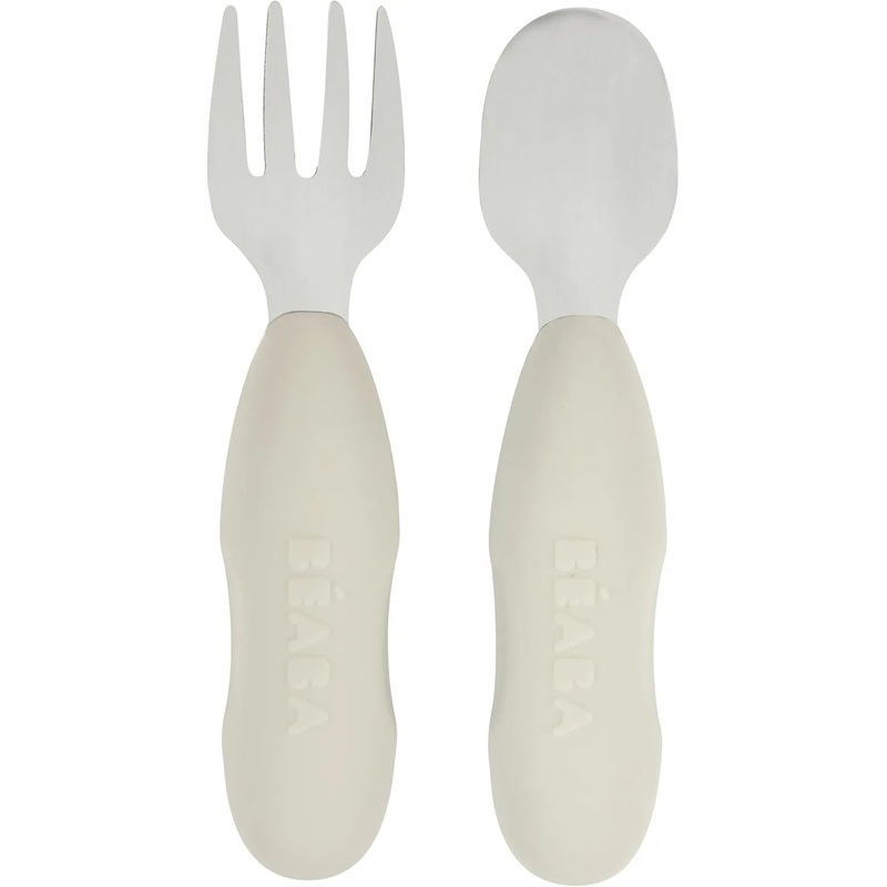 Set of 2 Stainless Steel Pre-Cutlery Spoon and Fork Set – Grey