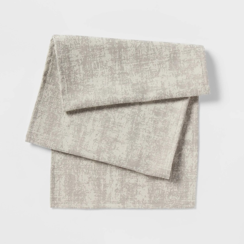 14″ x 108″ Jacquard Luxe Cotton/Polyester Table Runner Gray