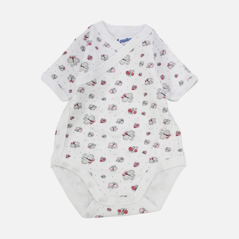 Little Butterflies Short-Sleeved Wrap Over Bodysuit