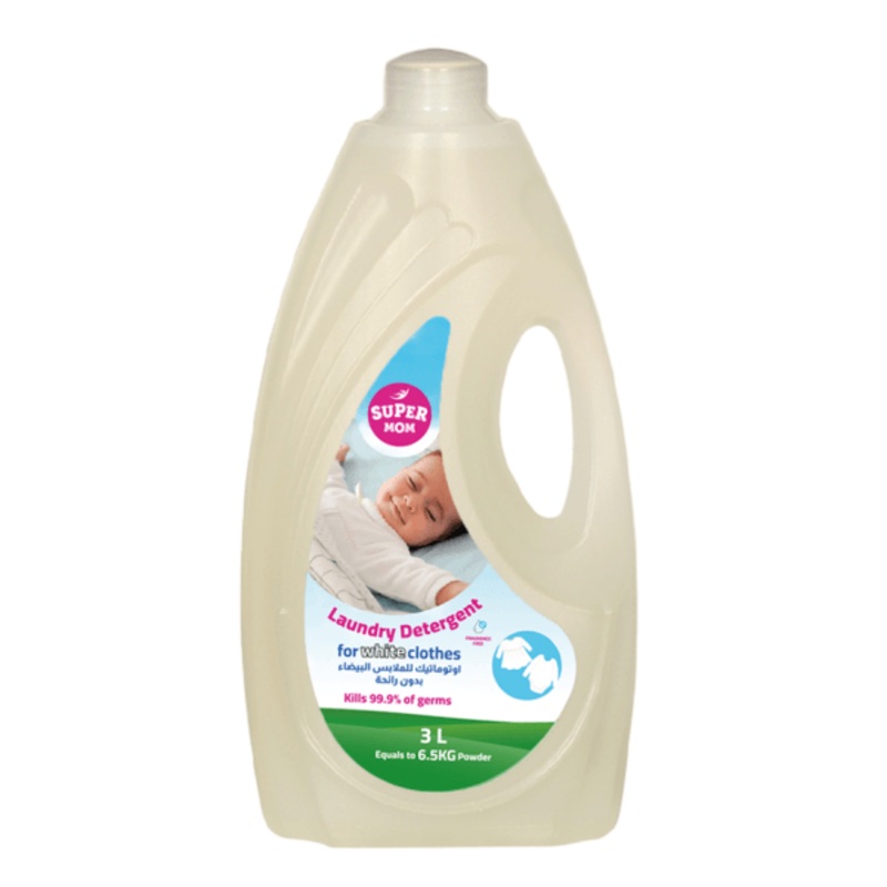 Super Mom Baby Automatic Laundry Detergent For White Clothes Antibacterial With No Scent – 3 Liters