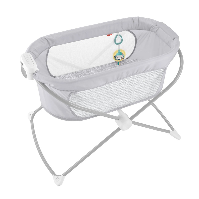 Fisher-Price Soothing View Vibe Bassinet  Hearthstone Folding Portable Baby Cradle for Newborns and Infants, Gray