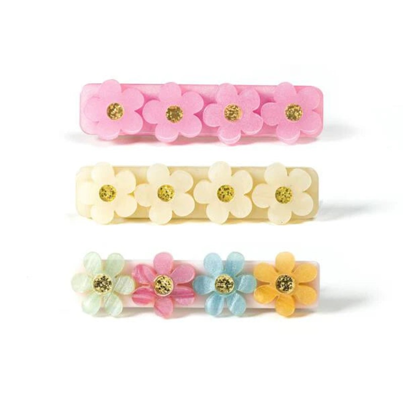 Lilies & Roses Flowers Satin Hair Clips – Set of 3