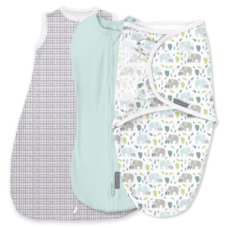 SwaddleMe by Ingenuity Comfort Pack – Size 0-3 Months, Pod, Original Swaddle, Night Sack, 3pk – Baby Elephant