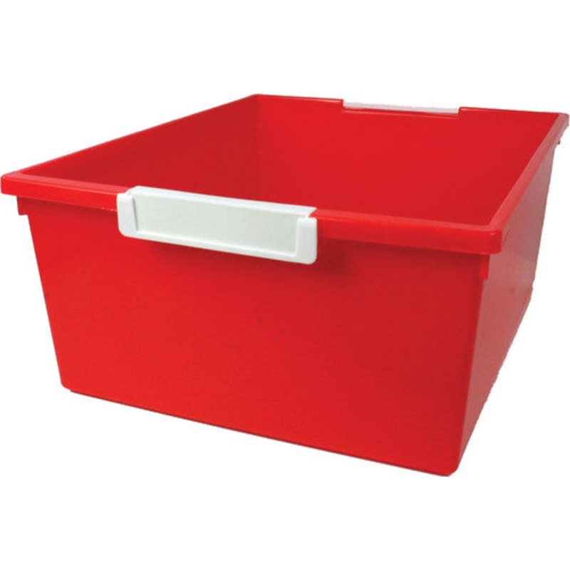 Tattle Tray with Label Holder, 12 Qt., Red