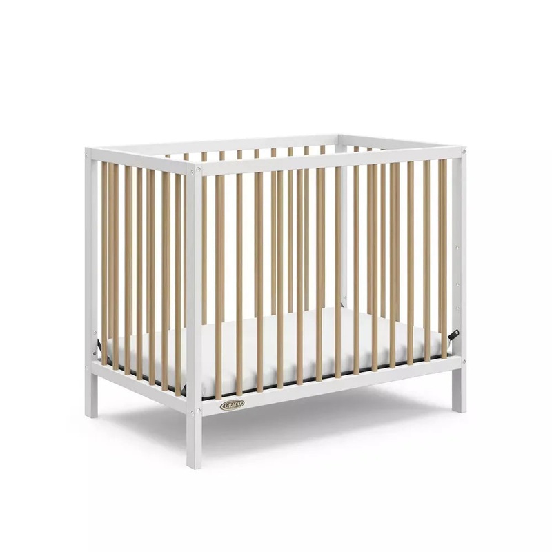 Teddi 4-in-1 Convertible Mini Crib – White with Driftwood (See description)