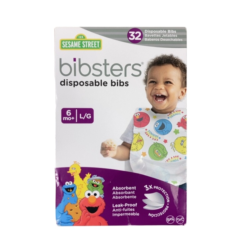 Bibsters Disposable Bibs, Sesame Street, 32 Count