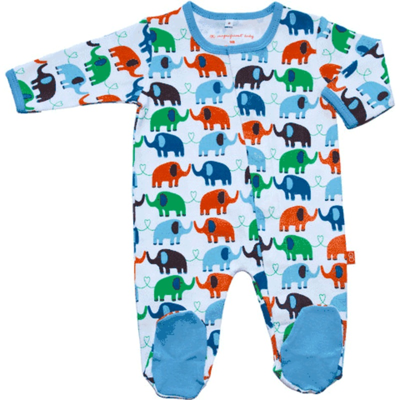 Magnificent Baby Boy’s Elephants On Parade Footie – Newborn to 3 Months