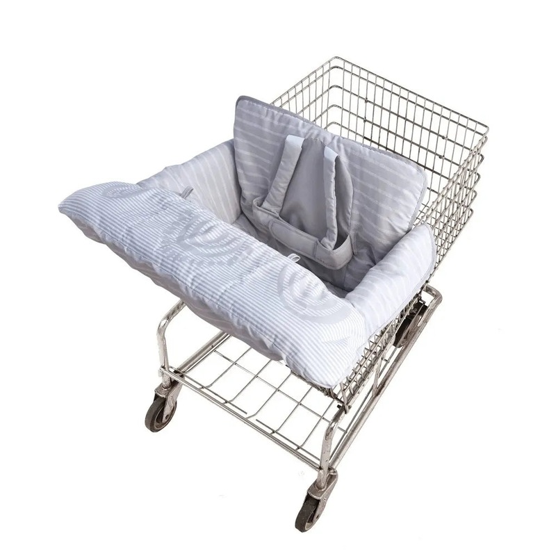 Shopping Cart and Highchair Cover for Baby – Gray Ticking Stripe