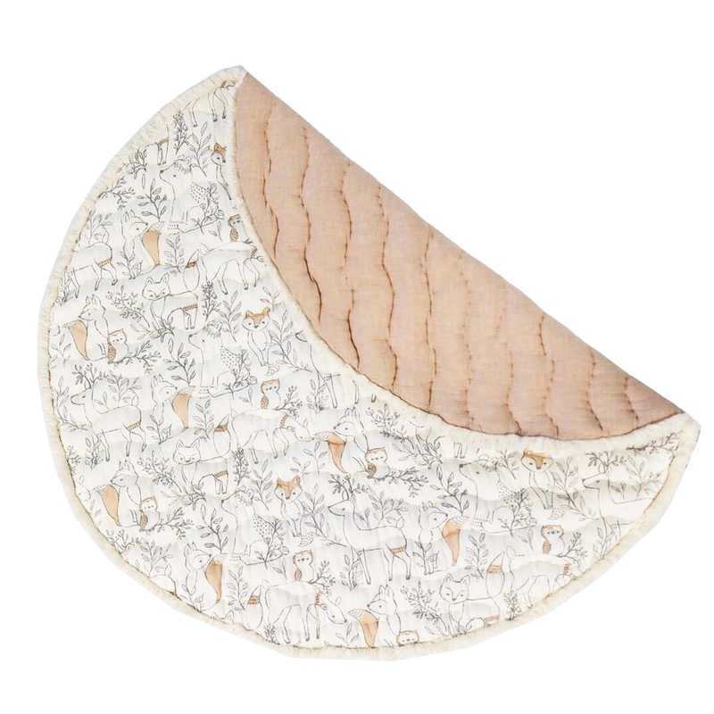 Crane Baby Cotton Quilted Play Mat, Ezra (Woodland Animal)