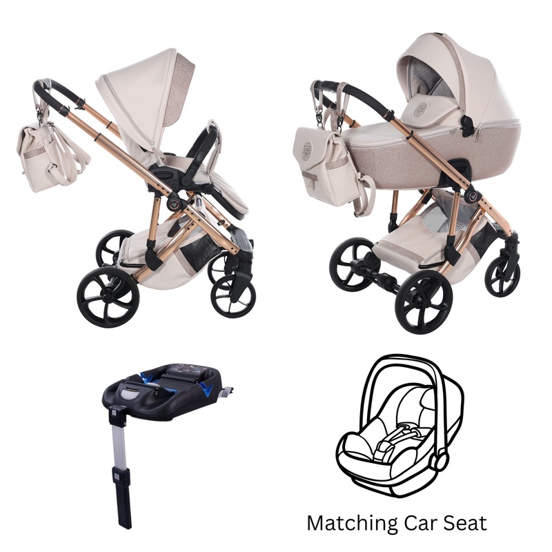 JUNAMA GLITTER ECO BEIGE – 4IN1 (INCLUDES CAR SEAT & ISOFIX BASE)