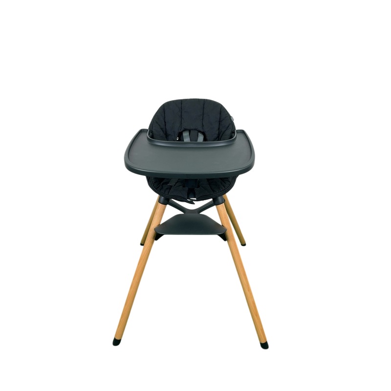 Lalo High Chair with Infant Kit, Licorice, Licorice, Natural Wood
