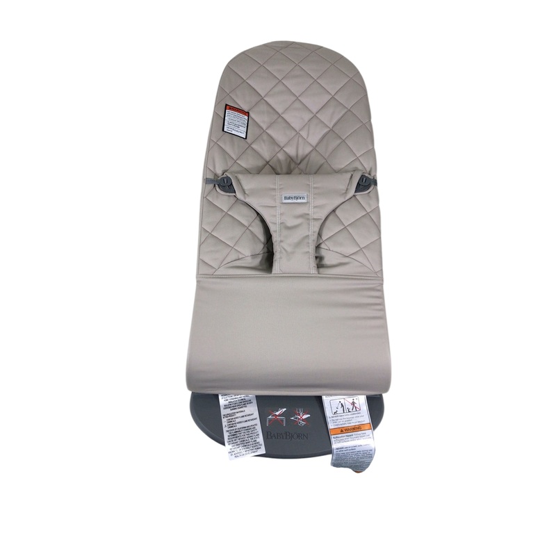 BabyBjorn Bouncer Bliss, Dark Gray Frame, Sand Gray Cotton Classic Quilt Woven