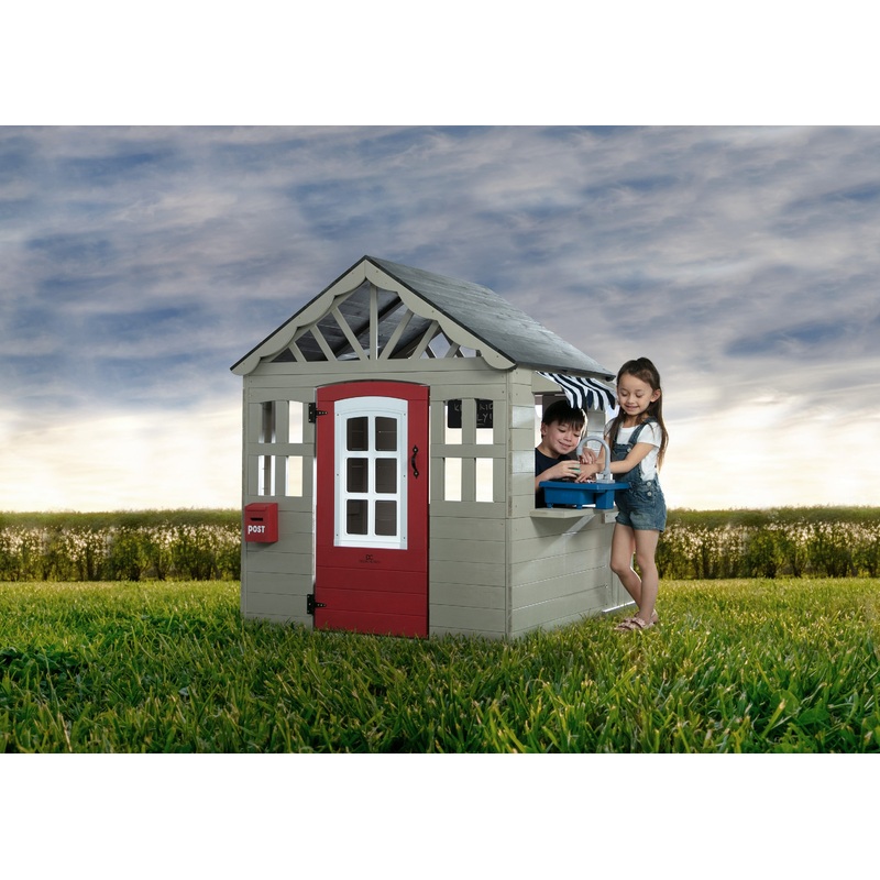 MySize Deluxe Outdoor Playhouse with Play Sink with Running Water, Picnic Table & Mailbox
