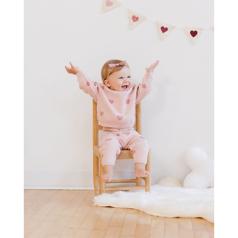Quincy Mae Heart Knit Sweater Set – Bubblegum
