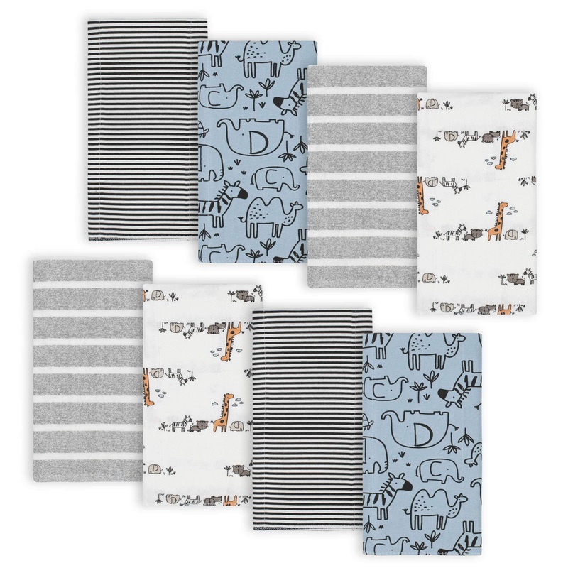 8-Pack Baby Boys Jungle Flannel Burp Cloths
