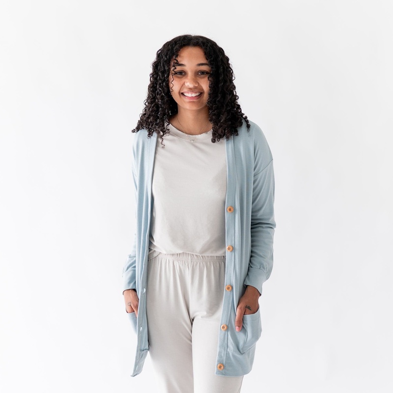 Bamboo Jersey Adult Cardigan in Fog