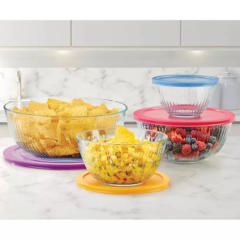 Glass mixing bowls with lids 8 piece pyrex