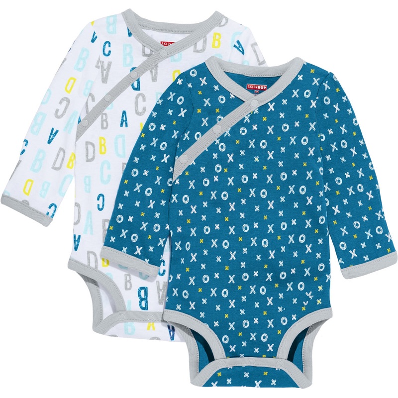 Skip Hop ABC-123 Long Sleeve Bodysuit Set, 2-Pack – Blue (9 Months)