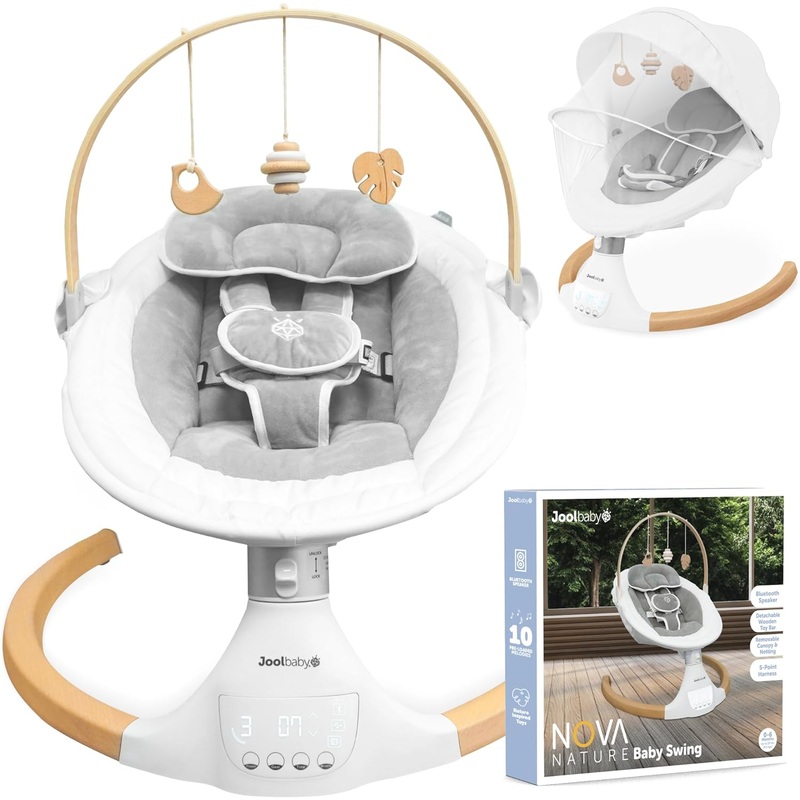 Jool Nova Baby Swing, Wood/White