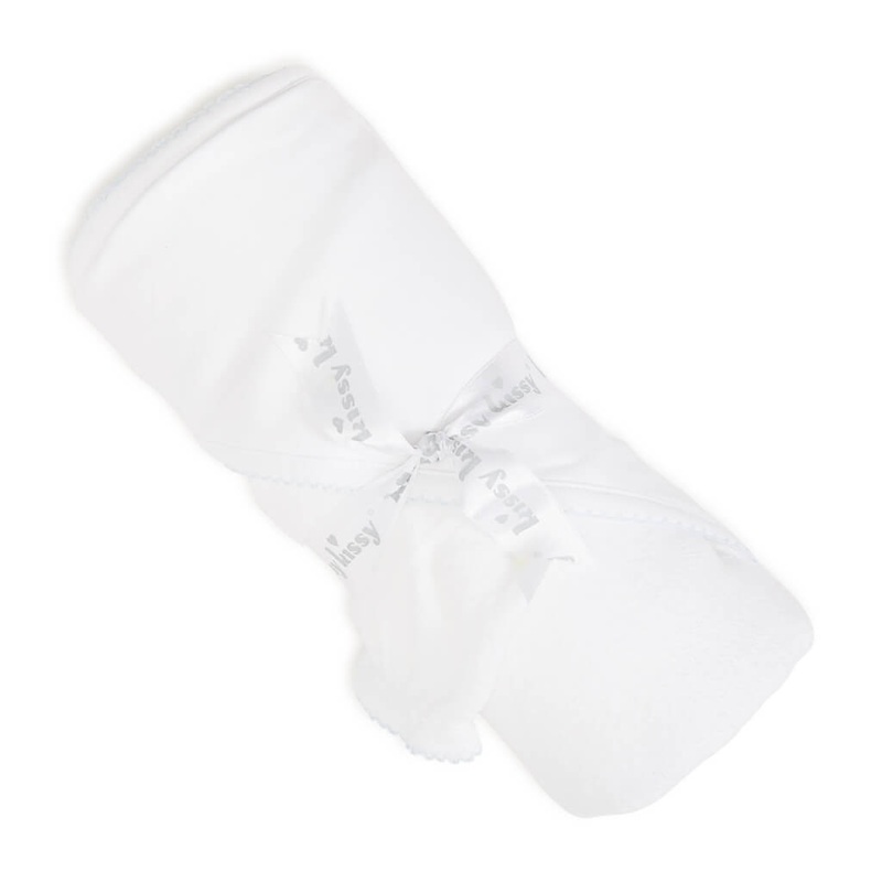 Kissy Kissy Basic Hooded Towel White Blue