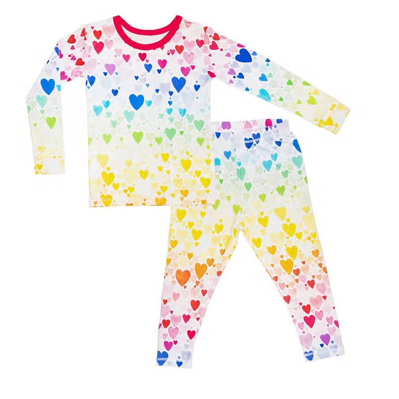 Long-Sleeve Pajama Set Rainbow Hearts
