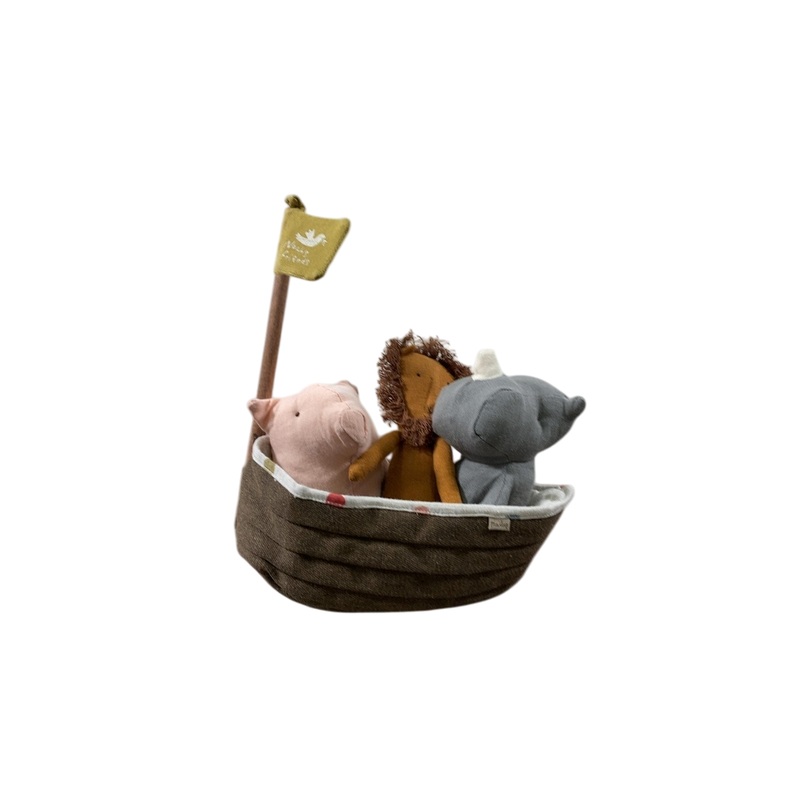 Maileg Noah’s Ark with Three Animal Friends, Pig/Lion/Rhino