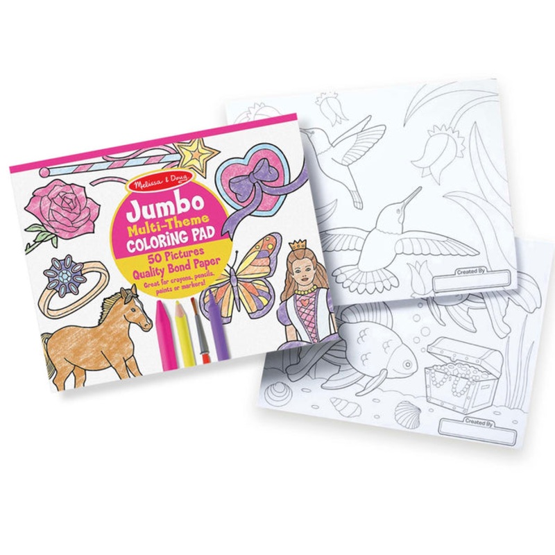 Melissa and Doug Jumbo 50-Page Kids’ Coloring Pad – Horses, Hearts, Flowers, and More