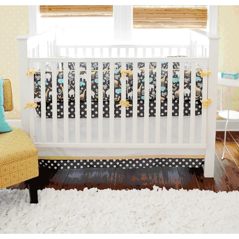 New Arrivals Urban Zoo in Grey 4 Piece Baby Crib Bedding Set