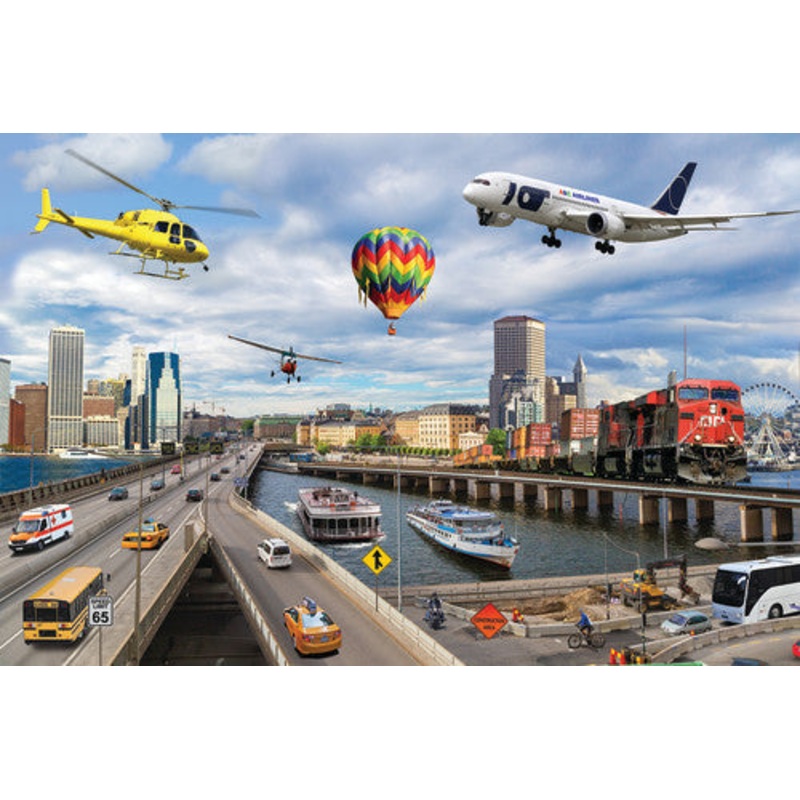 On-the-Go Transportation Jumbo Photographic Floor Puzzle
