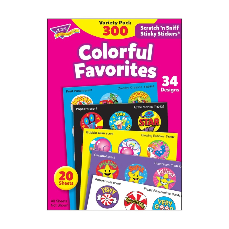 Colorful Favorites Scratch ‘n Sniff Stinky Stickers Variety Pack