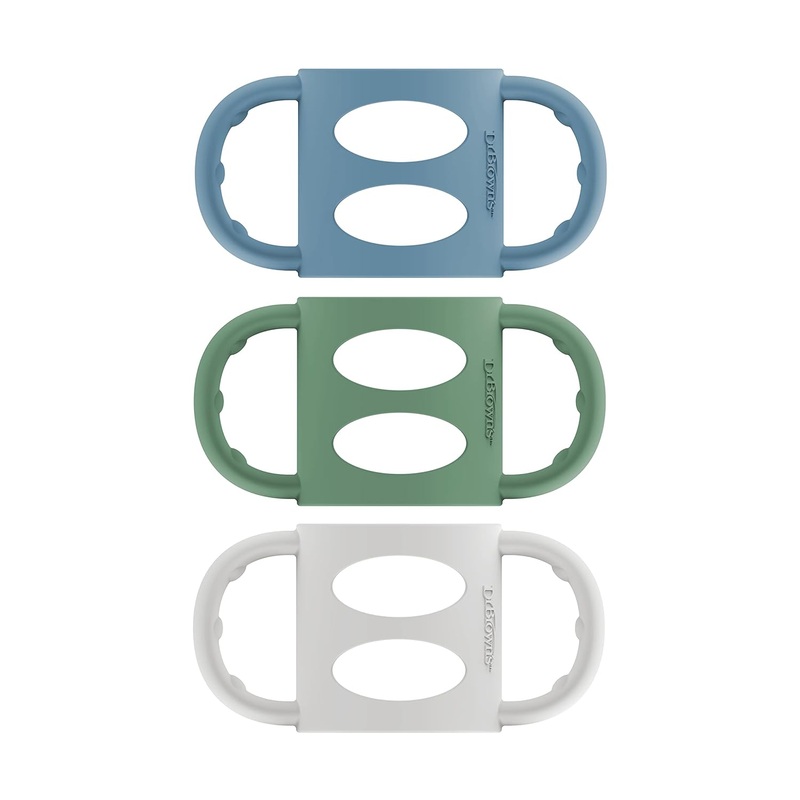 Dr. Brown’s Silicone Bottle Handle, 3 Pack, Wide Neck, Blue/Green/Gray