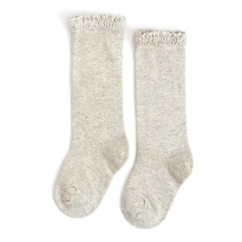 Lace Top Knee High Socks – Heathered Ivory
