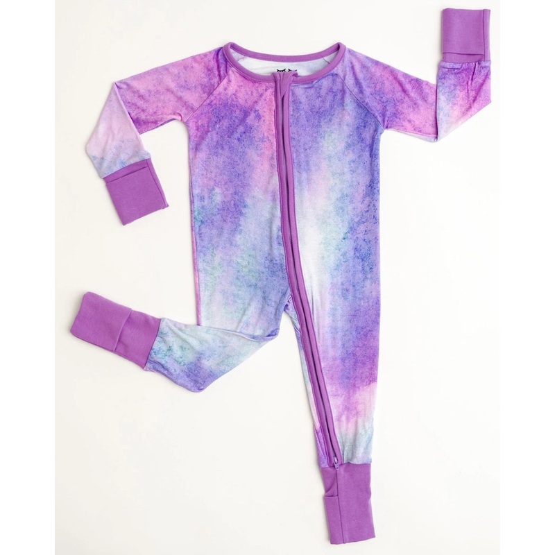 Little Sleepies Bamboo Convertible Romper / Sleeper – Purple Watercolor, 18 – 24 months