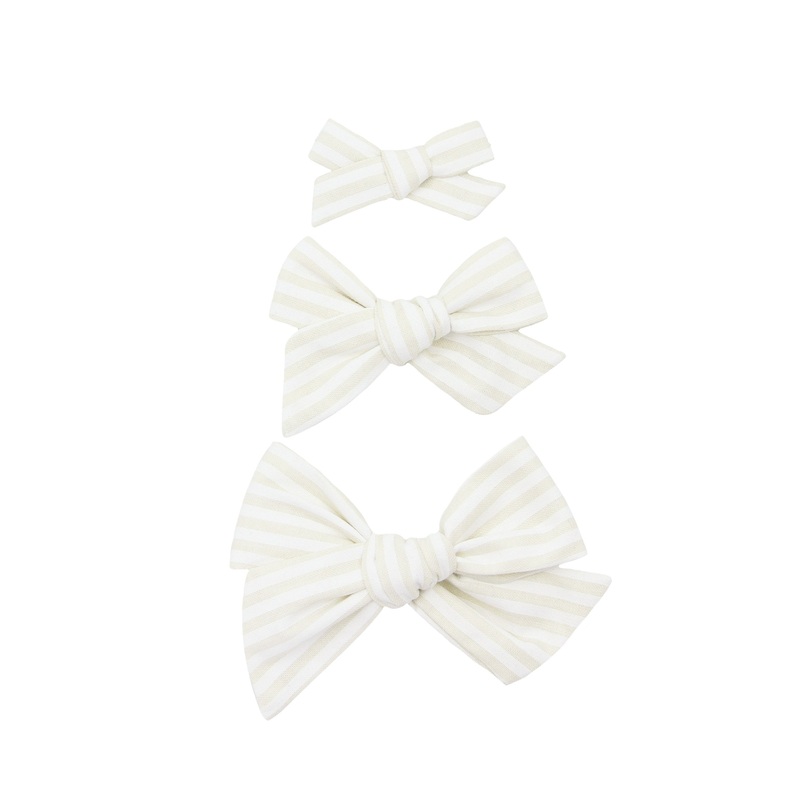 Cotton Bow – Ivory Stripe Clip