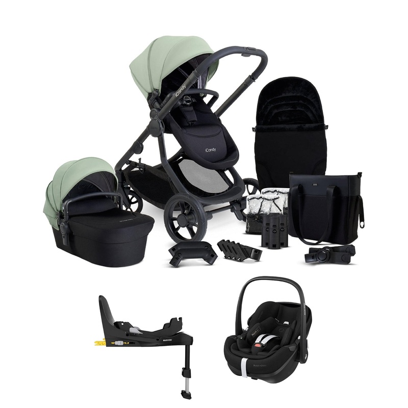 iCandy Orange 4 Pushchair Bundle with Maxi-Cosi Pebble 360 Pro Car Seat & Base  Pistachio
