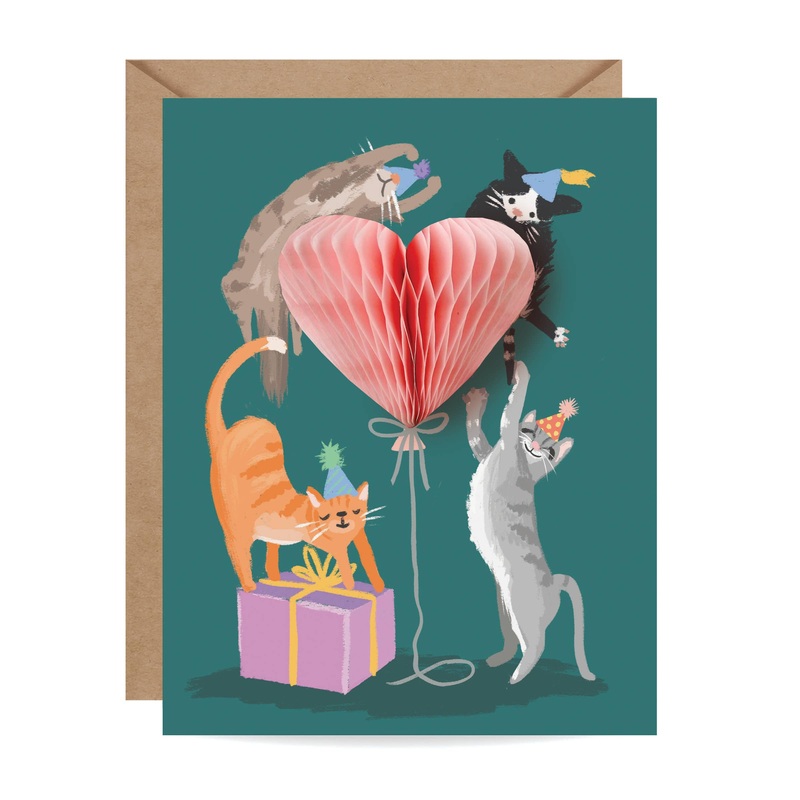Inklings Paperie Pop-up Card – Party Kittens – Birthday