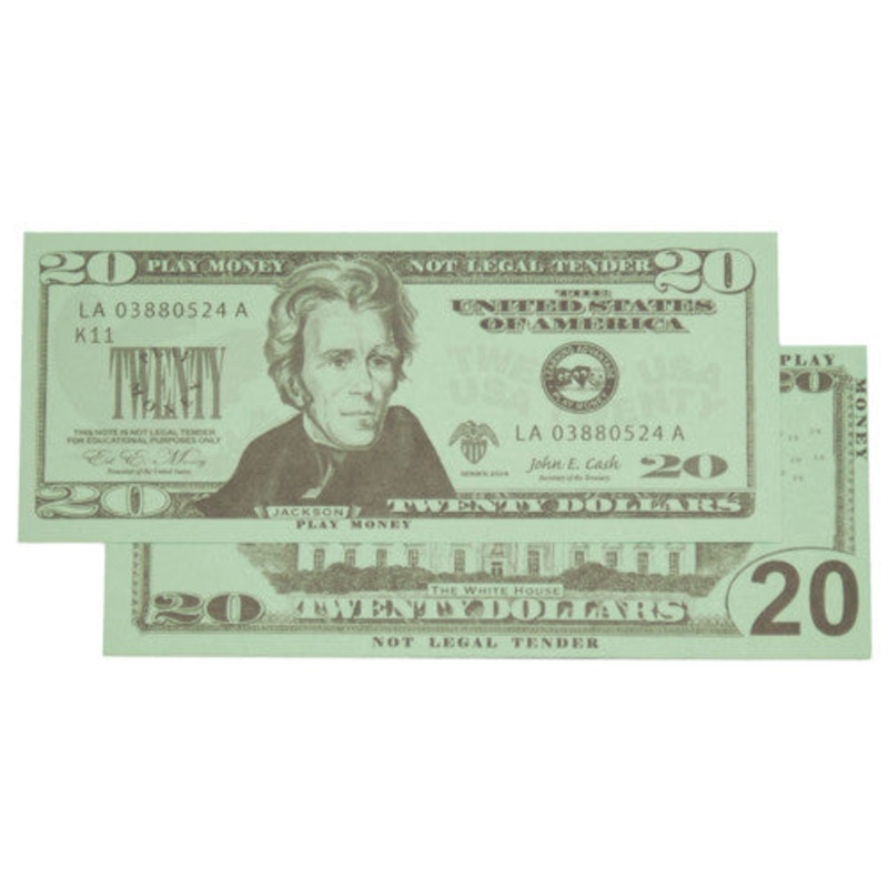 Play Money, $20 Bills, Set of 100