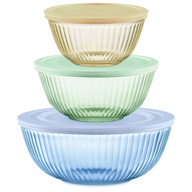 Sculpted Tinted 6pc Lidded Mixing Bowl Set