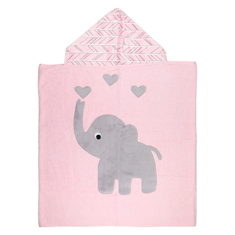 Big Towel Pink Herringbone Elephant