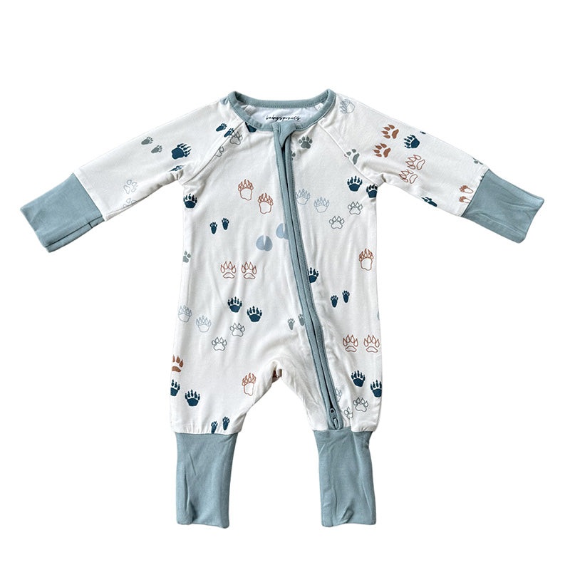 Long Sleeve Zip Romper – Footprints