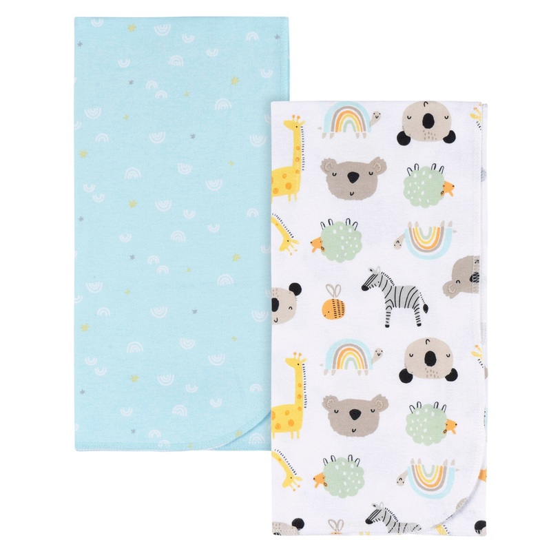 2-Pack Baby Neutral Little Animals Flannel Blankets