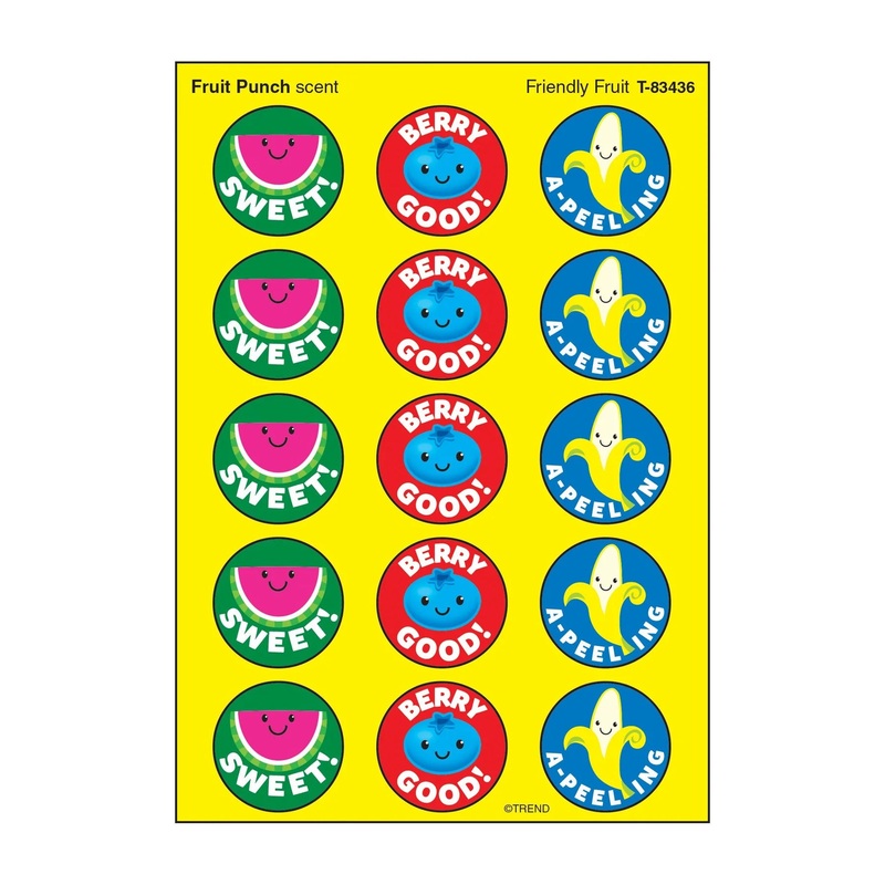 Friendly Fruit, Fruit Punch scent Scratch ‘n Sniff Stinky Stickers  Large Round