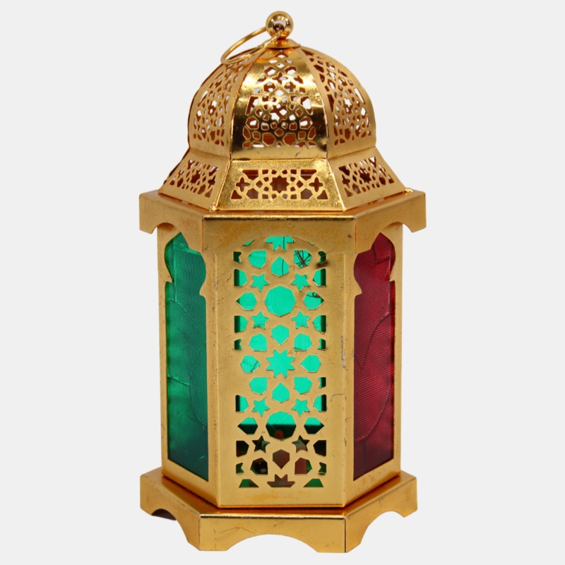 Islamic Golden Hexagonal Lantern with Dome